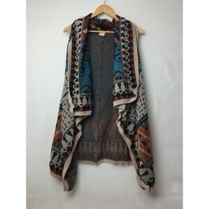 Flying Tomato Boho Duster Cardigan Vest SM